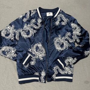 Dragon design bomber jacket
